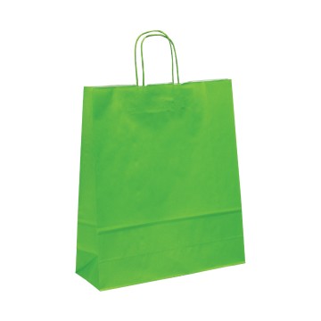 Lime Green Ribbed Paper Carrier Bags - 35 x 44 + 11cm