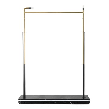 Marquina Illuminated Clothes Rail with Top Lights - Black -120 x 40 x 170cm