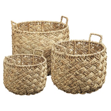 Water Hyacinth Nesting Basket Set with Handles - 50 + 45 + 40cm