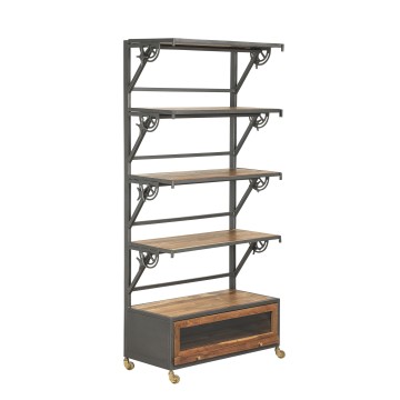 Iron & Wood Adjustable Shelving Unit - 181 x 80 x 41cm