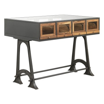 Iron & Glass Display Table With Drawers - 87 x 102 x 132cm