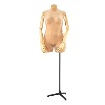 Beige Articulated Female Plus-Size Tailors Dummy With Stand