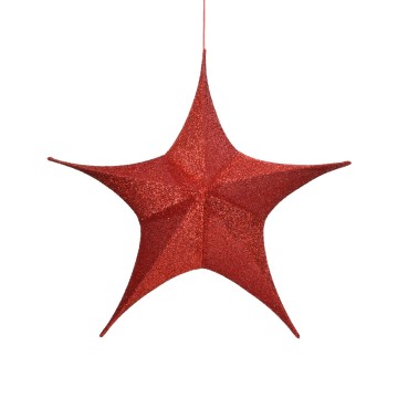Hanging Glitter Star - Red - 80cm