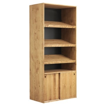 Heritage Drift Wooden Bakery Sloped Shelving Unit with Storage Cupboard - 50 x 90 x 200cm