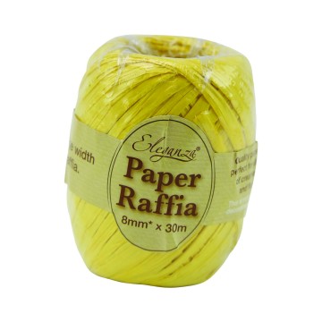 Yellow Paper Raffia Ribbon - 8mm x 30m