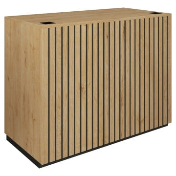 Oak-Effect & Black Shop Counter - 90 x 120 x 60cm