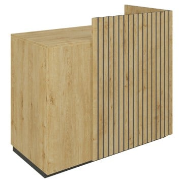 Oak-Effect & Black Reception Desk - 110 x 120 x 60cm