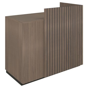 Walnut-Effect & Black Reception Desk - 110 x 120 x 60cm