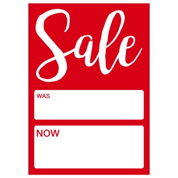 Ribbon Sale Cards - Sale Was/Now - 75 x 105mm