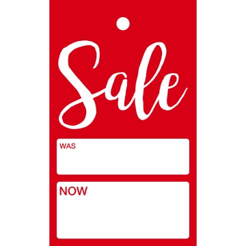 Ribbon Sale Hanger Tickets - Was/Now - 73 x 122mm