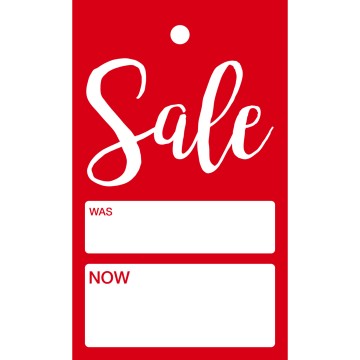 Ribbon Sale Hanger Tickets - Was/Now - 73 x 122mm