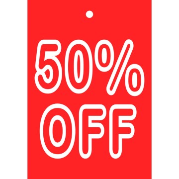 Sale Tickets - Red & White - 50% Off - 52 x 75mm