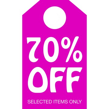 Funky Sale Percentage Off Hanger Tickets - 70% Off - 58 x 98cm