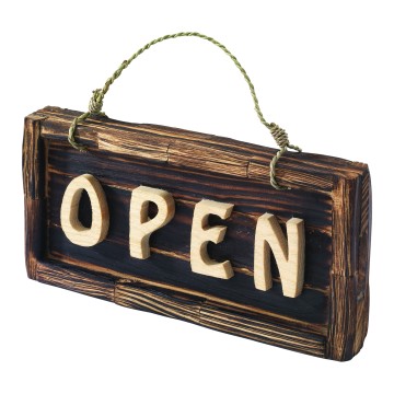 Upcycled Open/Closed Sign - Dark Wood - 25 x 12cm