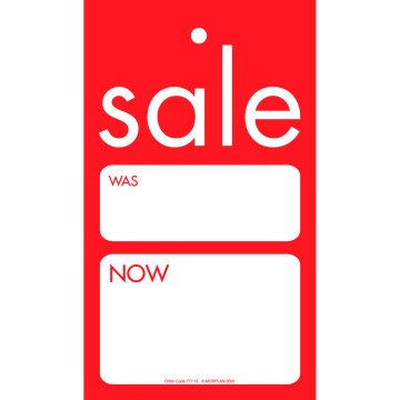 Linear Sale Hanger Tickets Bulkpack - Was/Now - 73 x 122mm