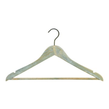 Ultra Distressed Wooden Clothes Hangers - Flat With Bar - 44cm