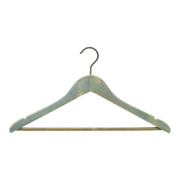 Ultra Distressed Wooden Clothes Hangers - Wishbone With Bar - 44cm