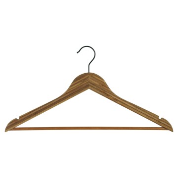 Bamboo Wooden Clothes Hangers - Wishbone With Bar + Notches - 44.5cm