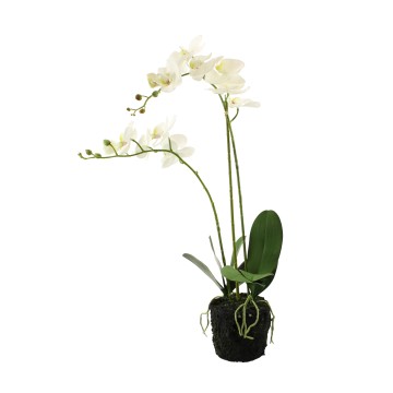 White Artificial Orchid In A Pot - 60 x 16 x 10cm