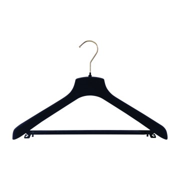 Prima Flocked Plastic Clothes Hangers - Suit With Bar - 42cm