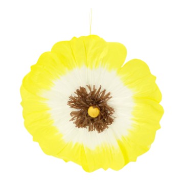 White & Yellow Hanging Paper Flowers - 40cm
