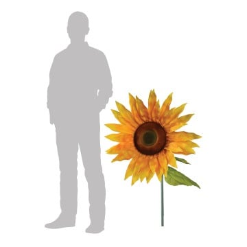Yellow Sunflower On Stem - 110cm