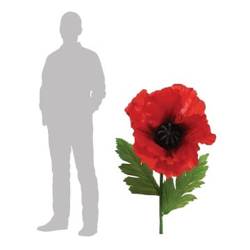 Red Poppy On Stem - 115cm