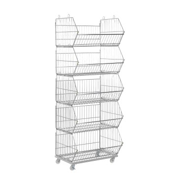 Chrome Stackable Wire Basket Merchandiser - 150cm