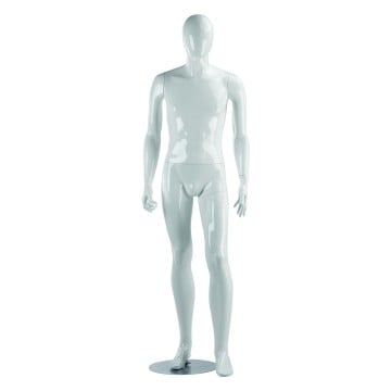 Gloss White Male Faceless Mannequin - Leg Forward