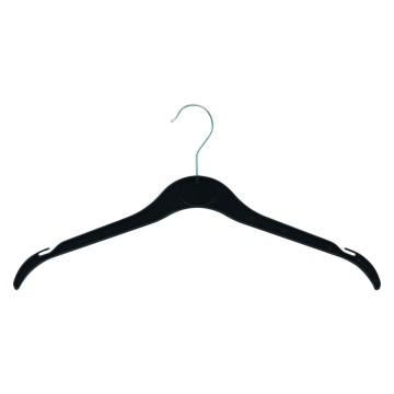 Lightweight Black Plastic Clothes Hangers - Flat With Notches - 41cm