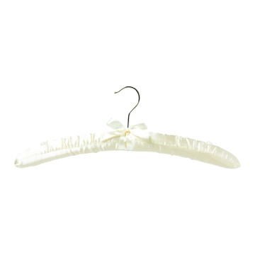 Cream Padded Wooden Clothes Hangers With Beads - 43cm