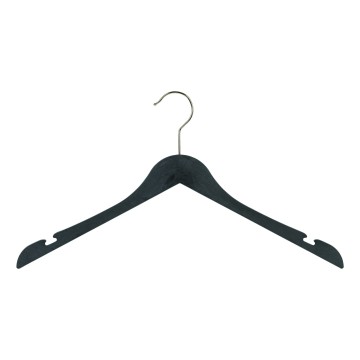 Wood-Effect Plastic Clothes Hangers - Flat With Notches - 43cm