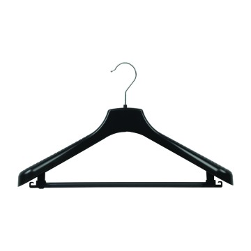 Black Prelude Plastic Clothes Hangers - Suit With Bar - 42cm
