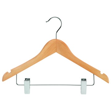 Natural Wood Childrens Clothes Hangers - Wishbone With Pegs - 34cm