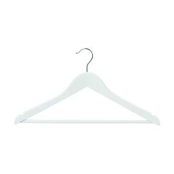 White Wooden Clothes Hangers - Wishbone With Bar - 43cm