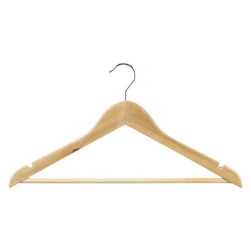 Economy Natural Wooden Clothes Hangers - Wishbone With Bar - 43cm