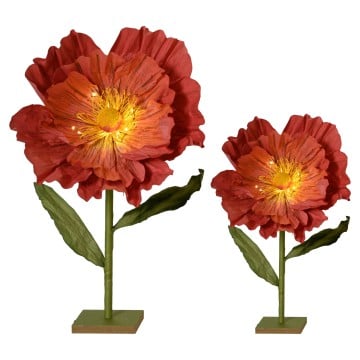 Red Paper Poppies With LED Light