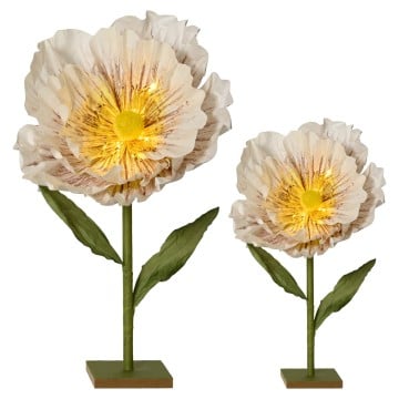 White Paper Poppies With LED Light