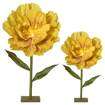 Yellow Paper Poppies With LED Light