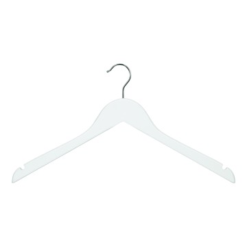White Soft-Touch Wooden Clothes Hangers - Flat With Notches - 43cm