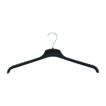 Black Ribbed Plastic Clothes Hangers Bulkpack - Flat - 46cm