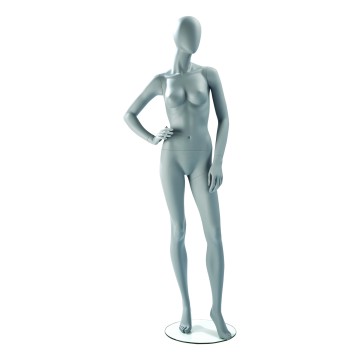 Realistic Matt Light Grey Female Faceless Mannequin - Hands on Hip