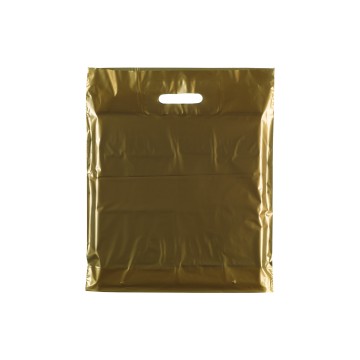Gold Classic Gloss Plastic Carrier Bags - 39 x 45 + 10cm