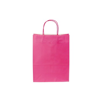 Fuchsia Pink Twisted Handle Matt Paper Carrier Bags - 24 x 31 + 12cm