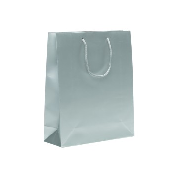 Silver Laminated Matt Paper Carrier Bags - 25 x 30 + 9cm