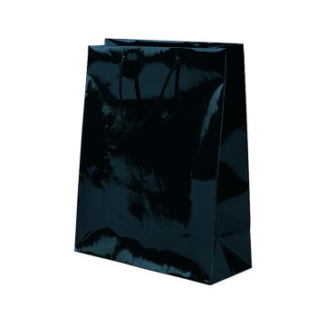Black Laminated Gloss Paper Carrier Bags - 25 x 30 + 9cm