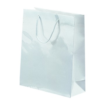 White Laminated Gloss Paper Carrier Bags - 25 x 30 + 9cm