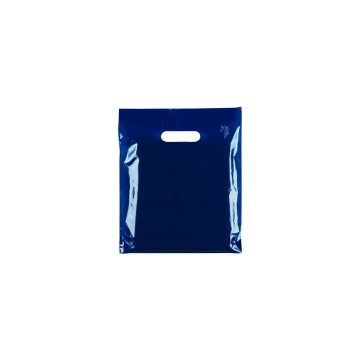 Blue Classic Gloss Plastic Carrier Bags - 25 x 30 + 6cm