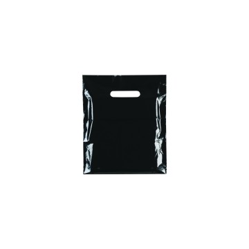 Black Classic Gloss Plastic Carrier Bags - 25 x 30 + 6cm