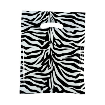 Zebra Print Classic Gloss Plastic Carrier Bags - 25 x 30 + 6cm